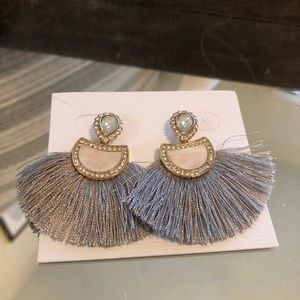 Grey Fringe Earrings